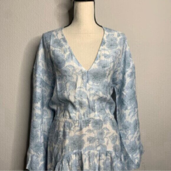 Vince Dahlia Long Sleeve Double V Neck Cut Out Back Dress - Picture 8 of 14